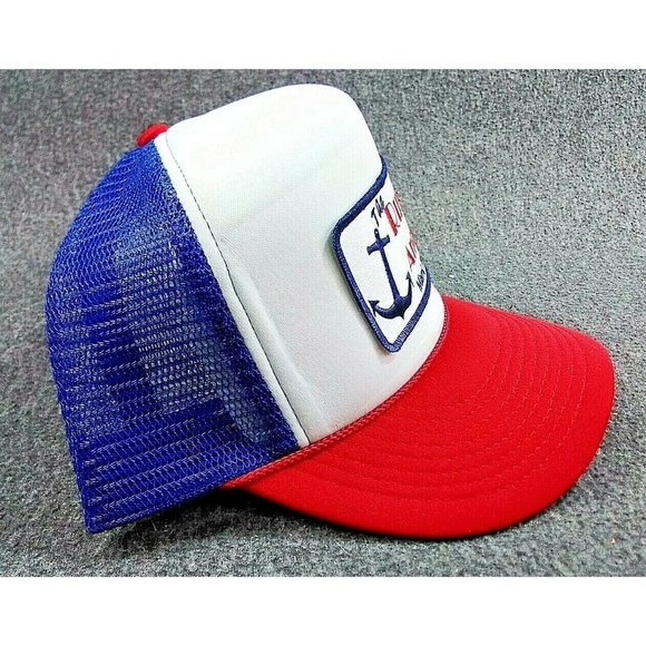 Red White And Blue Rusty Anchor Trucker Hat - Picture 2 of 7